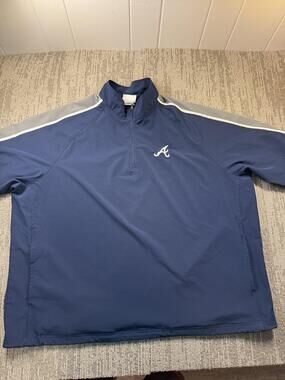 Atlanta BravesvJacket Mens 2XL Blue Baseball Augusta Sportswear Quarter Zip‎